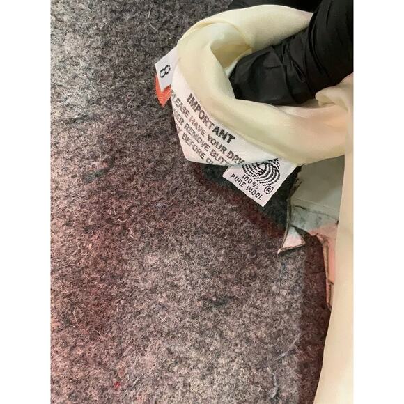 VTG Steve Fabrikant Cream Wool Printed Mixed Pattern Long Coat Gold Buttons 8 - Picture 4 of 4